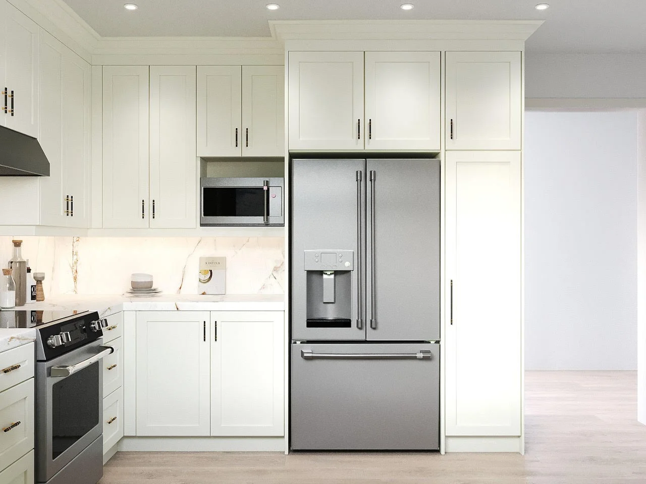 Nerro Painted Cabinets in a white Shaker-style kitchen